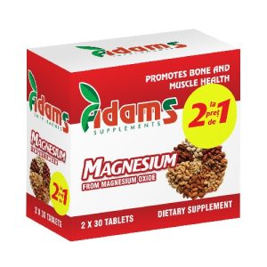 Pachet Magneziu 375mg 30 tab. Adams 1+1 GRATUIT