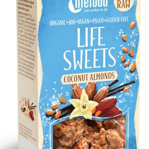 LIFE SWEETS MIGDALE CU COCOS SI VANILIE RAW BIO FARA GLUTEN  90G