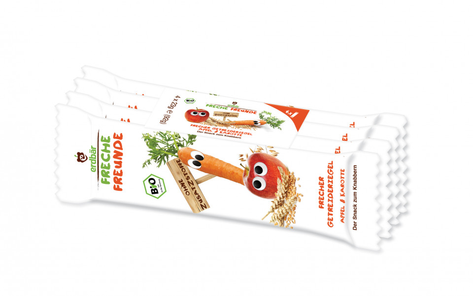 BATON DIN CEREALE CU MAR SI MORCOV BIO 4 BUC X 23G