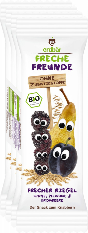 BATON DIN CEREALE CU PERE, PRUNE SI MURE BIO 4 BUC X 23G