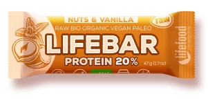 LIFEBAR BATON PROTEIC CU NUCI SI VANILIE RAW BIO 47G