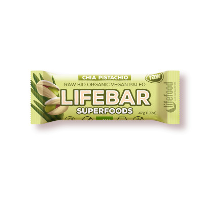 LIFEBAR BATON CU CHIA,ORZ VERDE SI FISTIC RAW BIO 47G