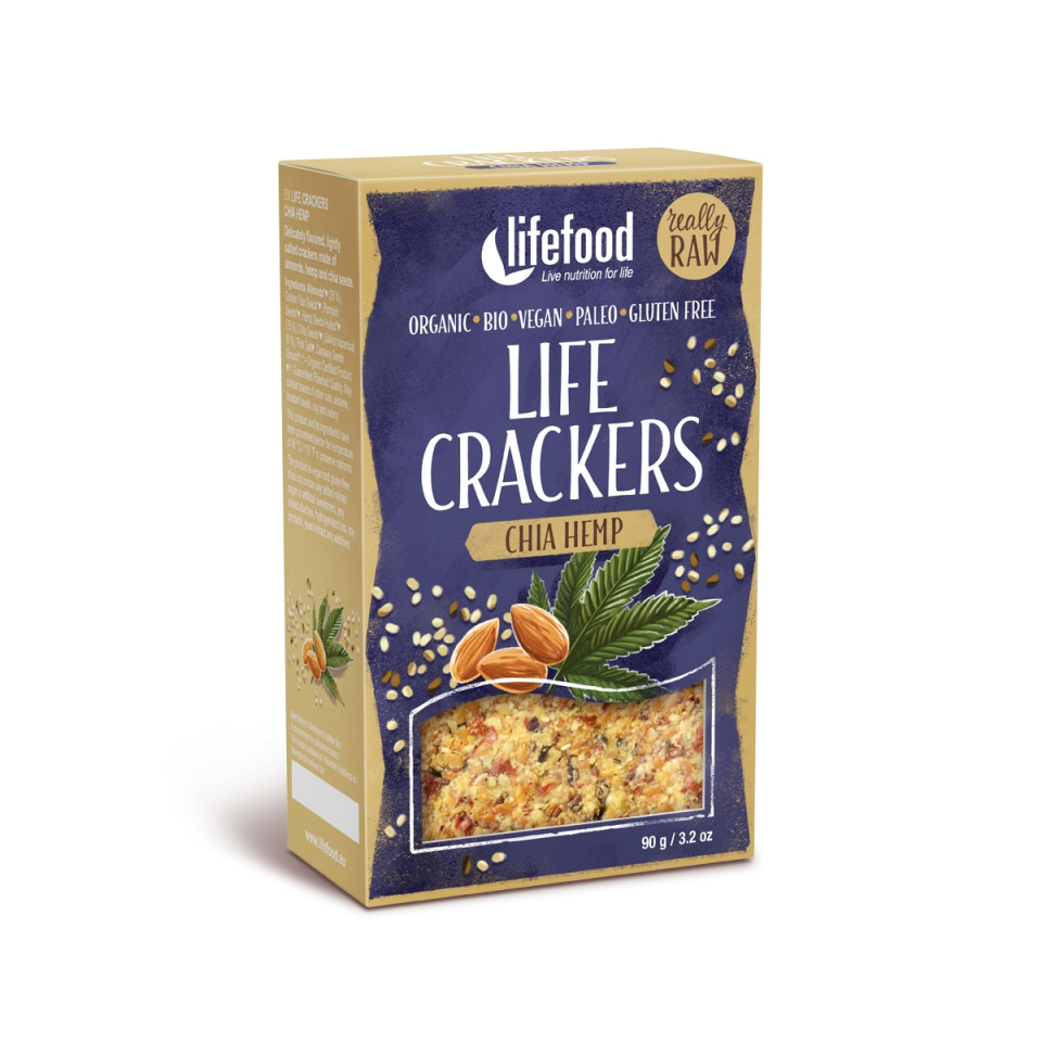 LIFECRACKERS CU CHIA SI CANEPA RAW BIO FARA GLUTEN 90G