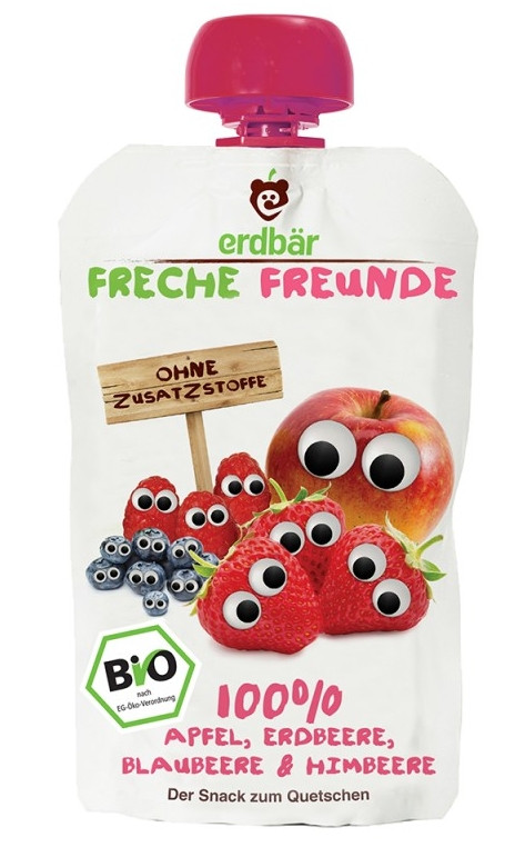 PIURE DE MERE, CAPSUNI, AFINE SI ZMEURA BIO 100G
