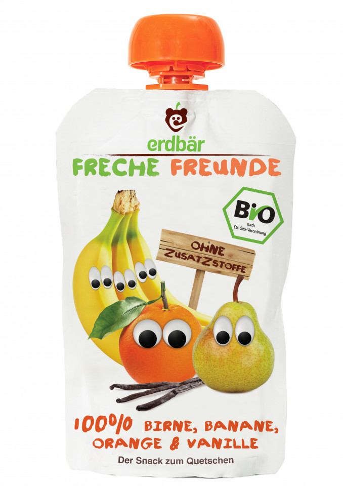 PIURE DE PERE, BANANE, PORTOCALE SI VANILIE BIO 100G