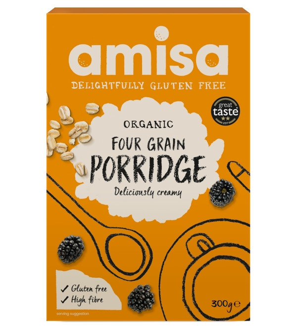 PORRIDGE DIN 4 CEREALE (OVAZ, MEI, AMARANTH, HRISCA) FARA GLUTEN BIO 300G